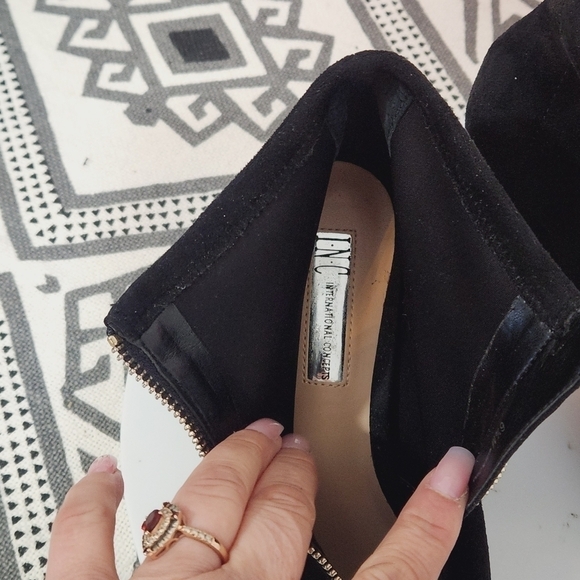 INC International Concepts Kirsi Faux Suede Block Zip Up Peep Toe Booties Sz:6.5 - Picture 8 of 11